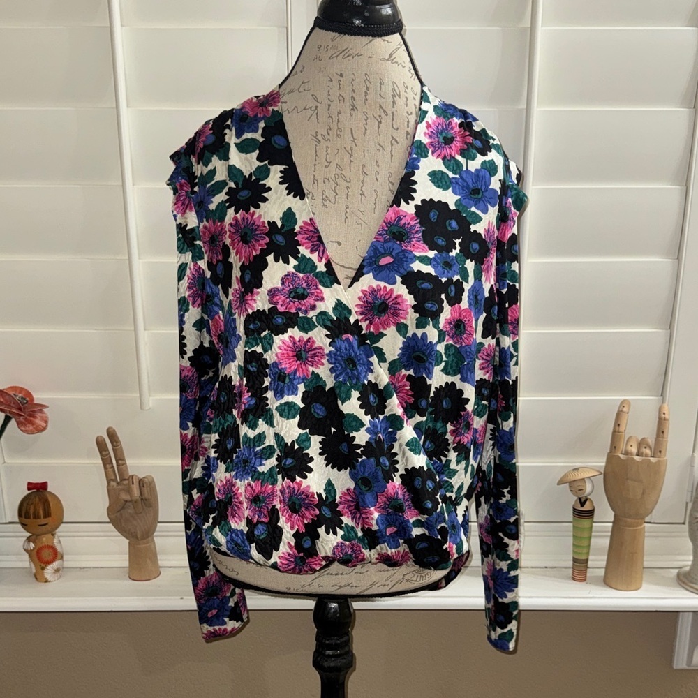 Veronica Beard Buzio Floral Stretch-Silk Top Pink Multi